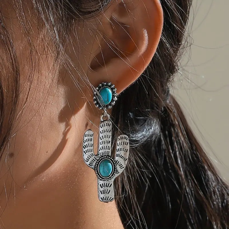 Vintage Turquoise Cactus Earrings