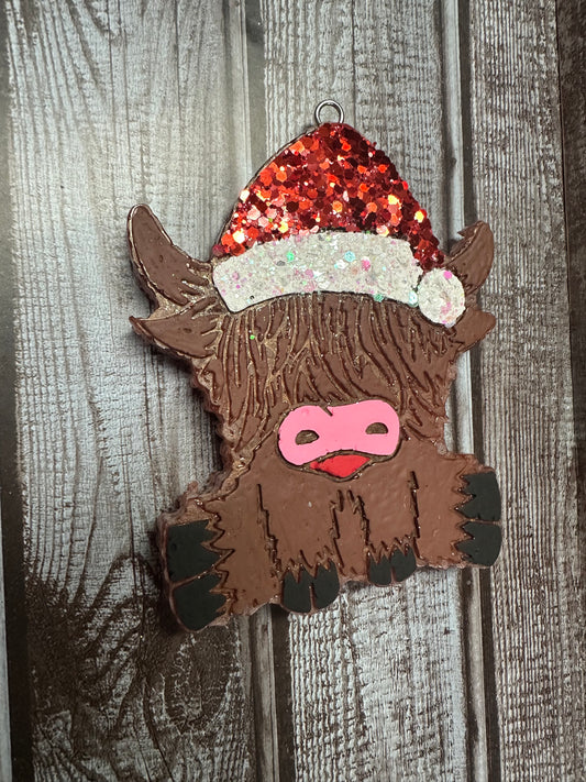 Christmas Highland Cow Freshie