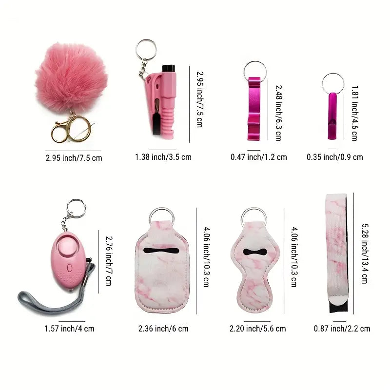 8pcs Security Keychain Set