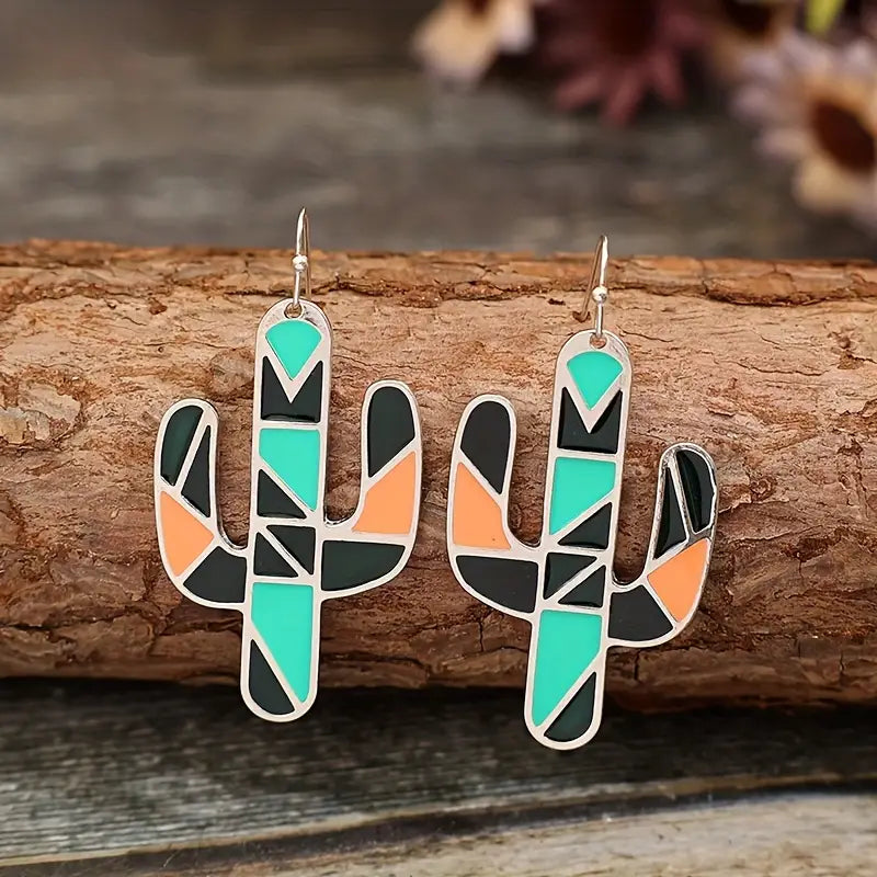 Color Block Cactus Earrings