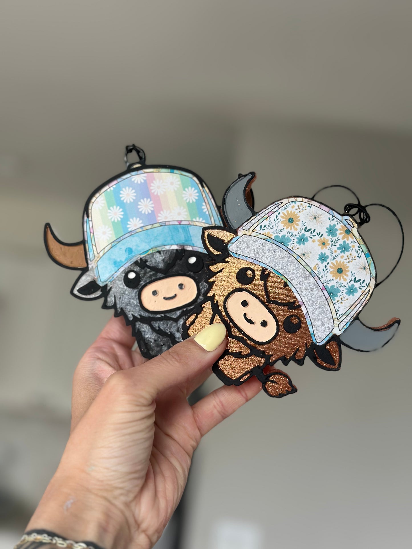 Little Highland Cow With Cap Freshie