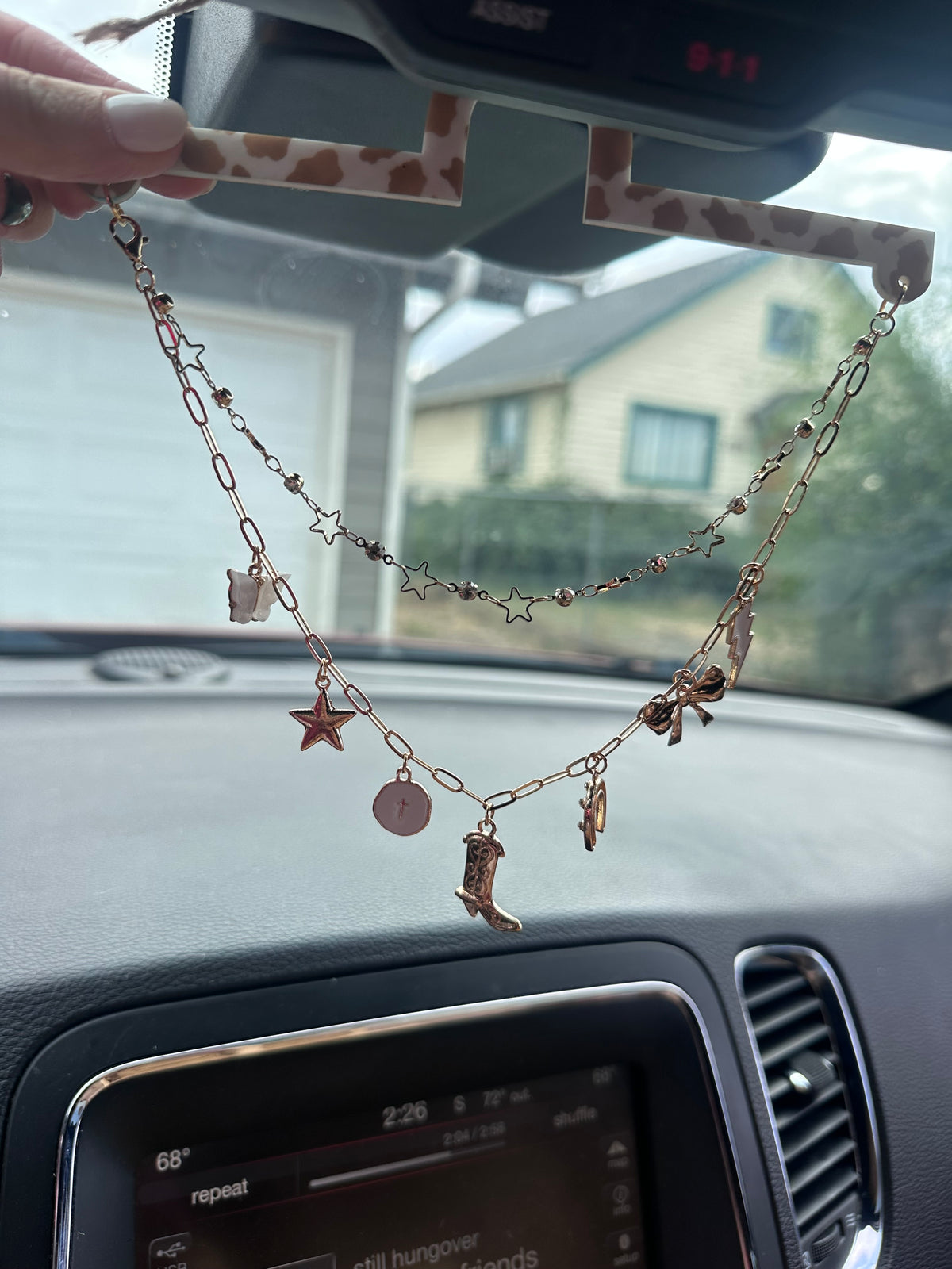 Golden Cowgirl & Stars Car Charm