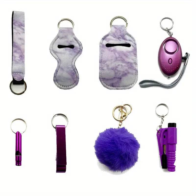 8pcs Security Keychain Set