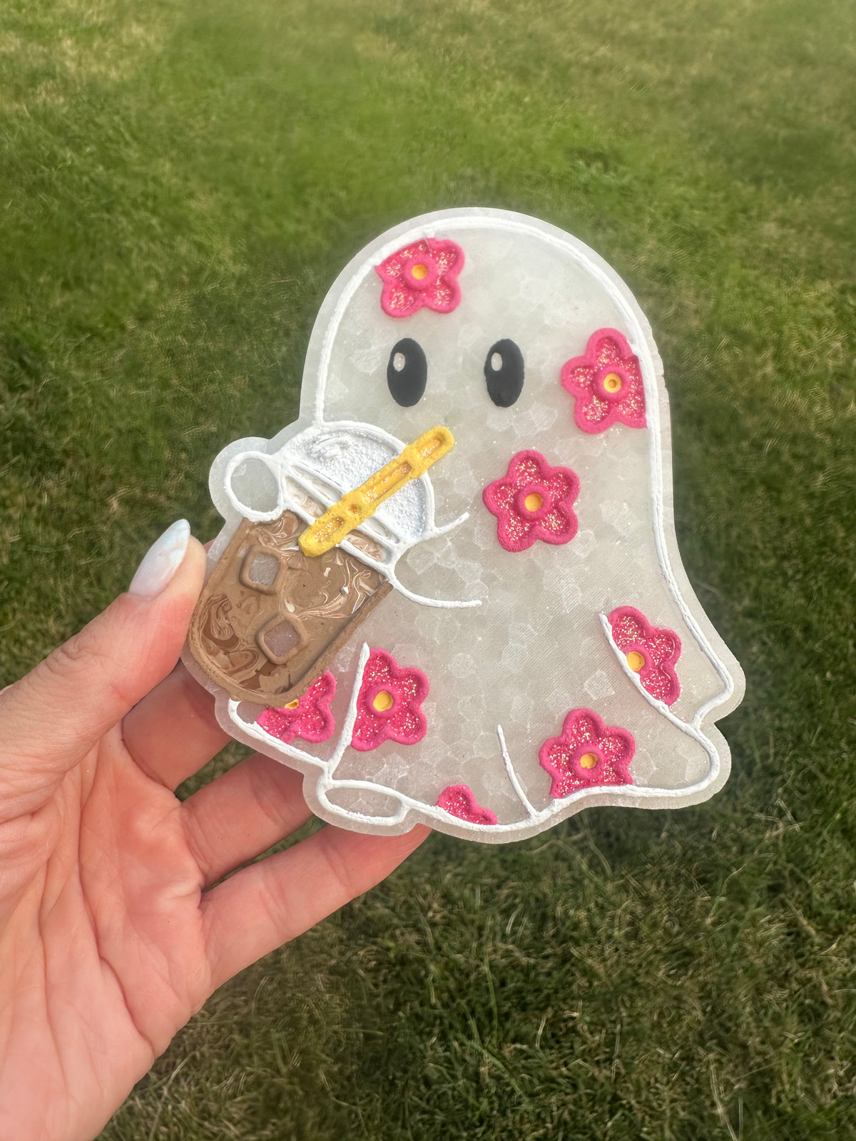 Floral Ghost with Drink Freshie