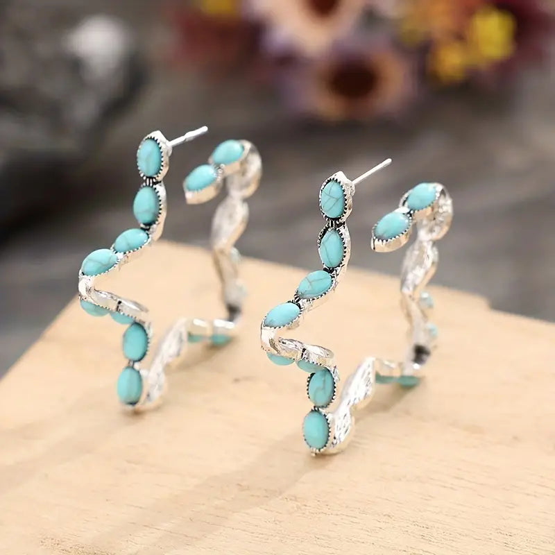 Turquoise Star Hoop Earring