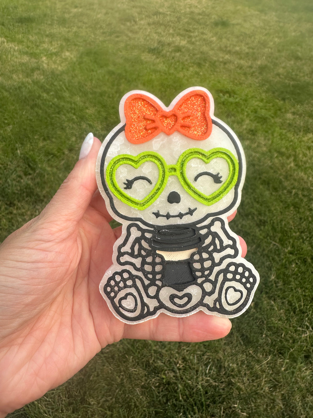 Girly Skeleton With Coffee Freshie