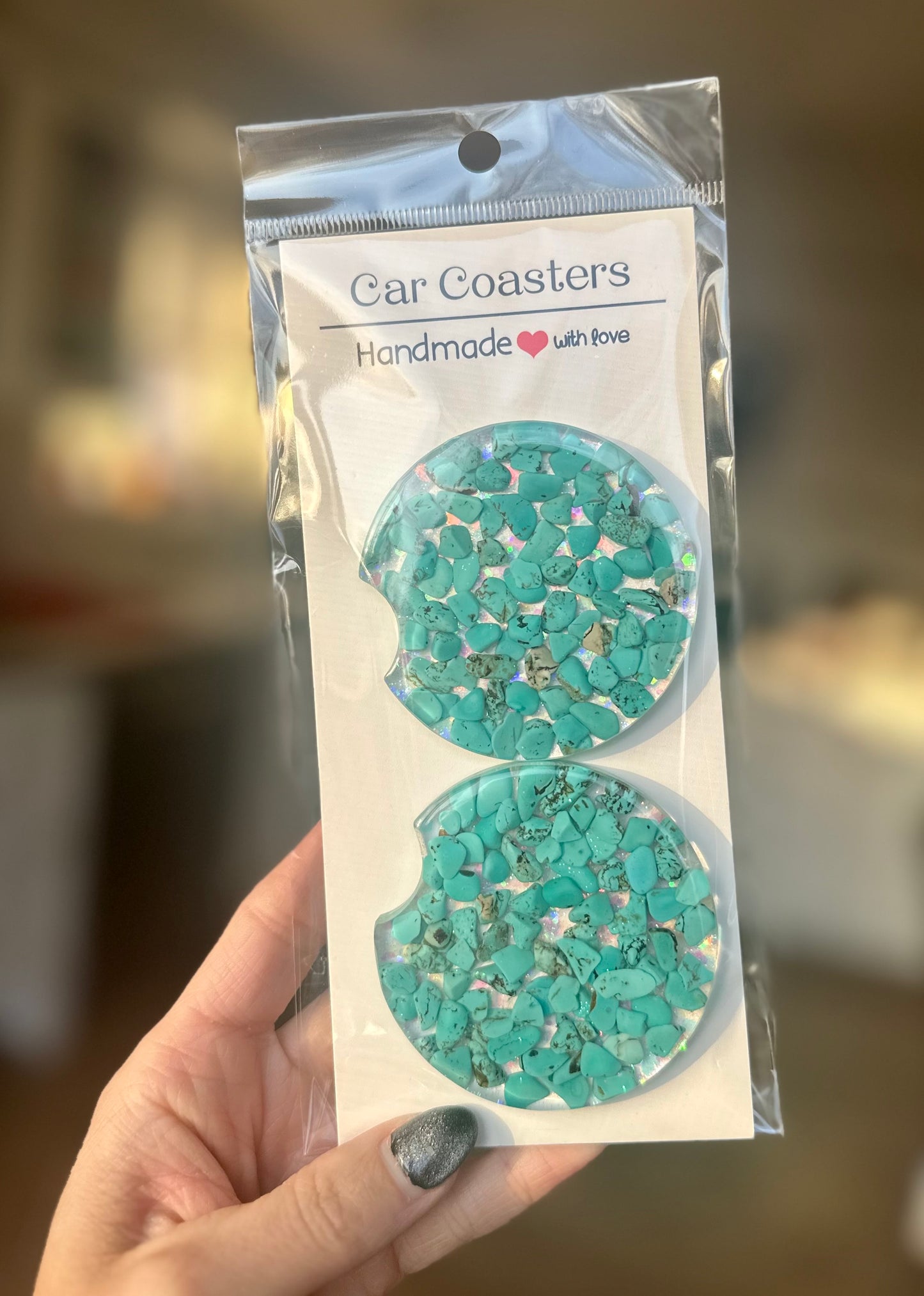 Turquoise Stone Car Coasters