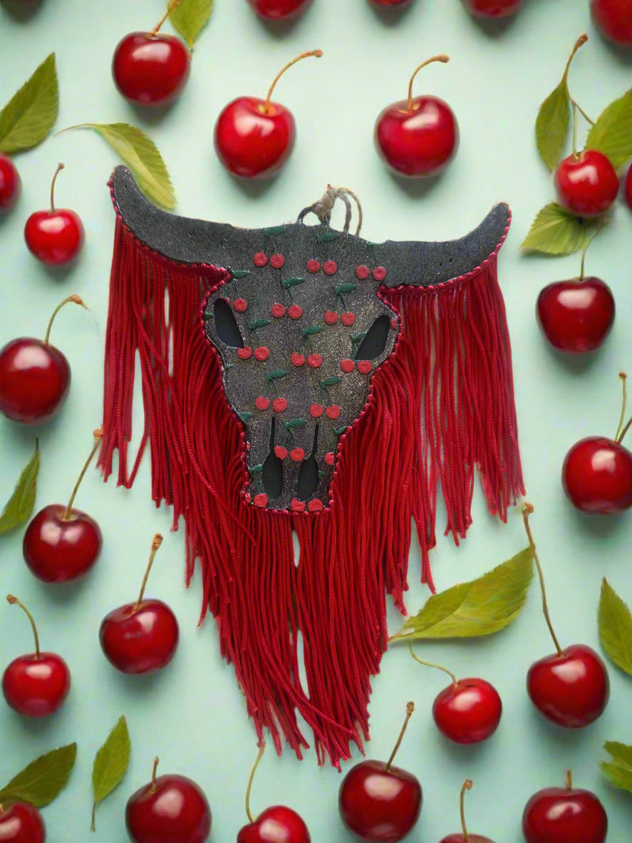 Cherries Bull Skull Freshie
