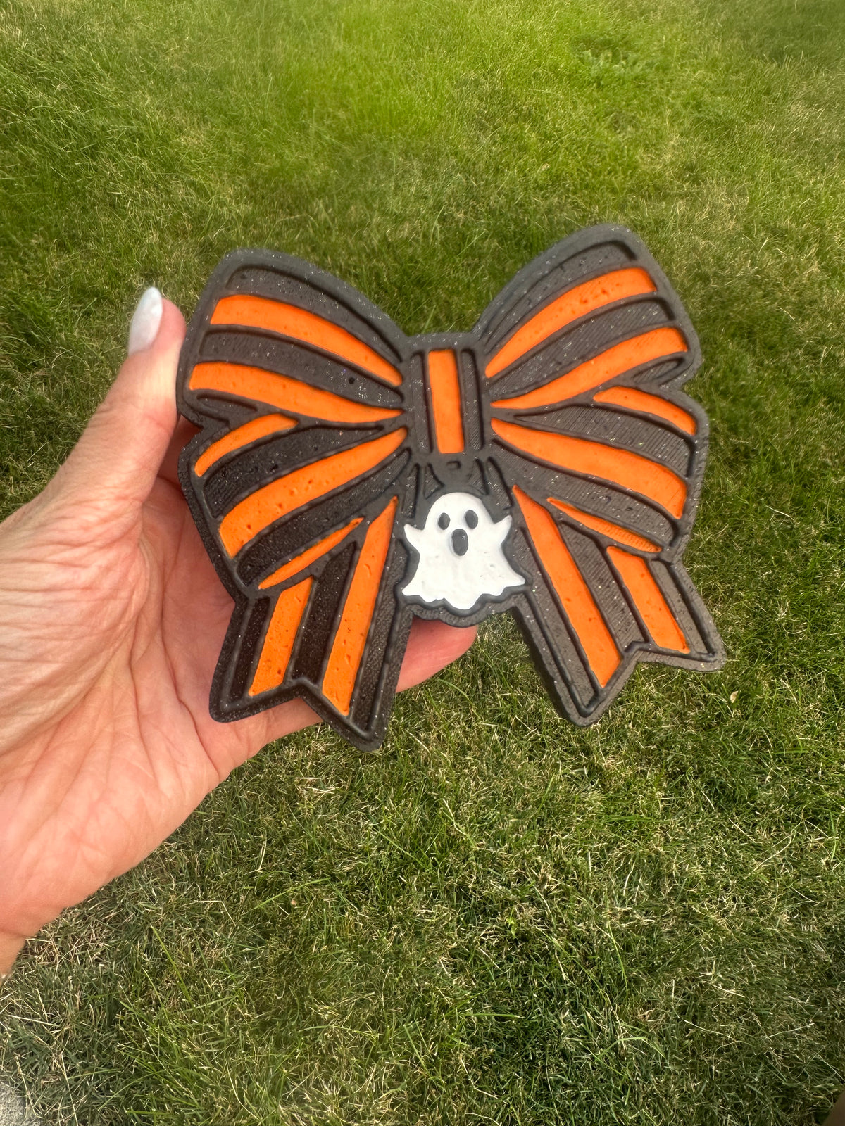 Striped Bow with Ghost Charm Freshie