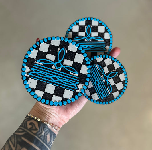 Round Checkered Boot Stitch Bundle Pack Freshie