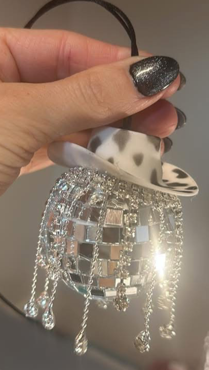 Disco Drip Cowgirl Car Charm