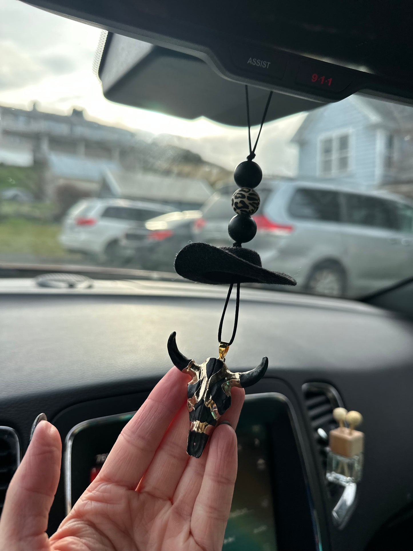 Bull Skull Western Car Charm