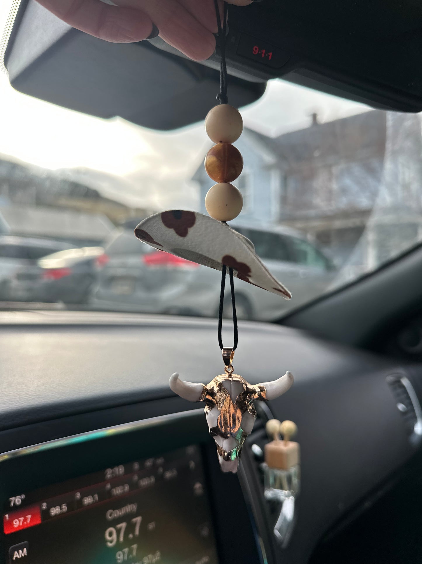 Bull Skull Western Car Charm
