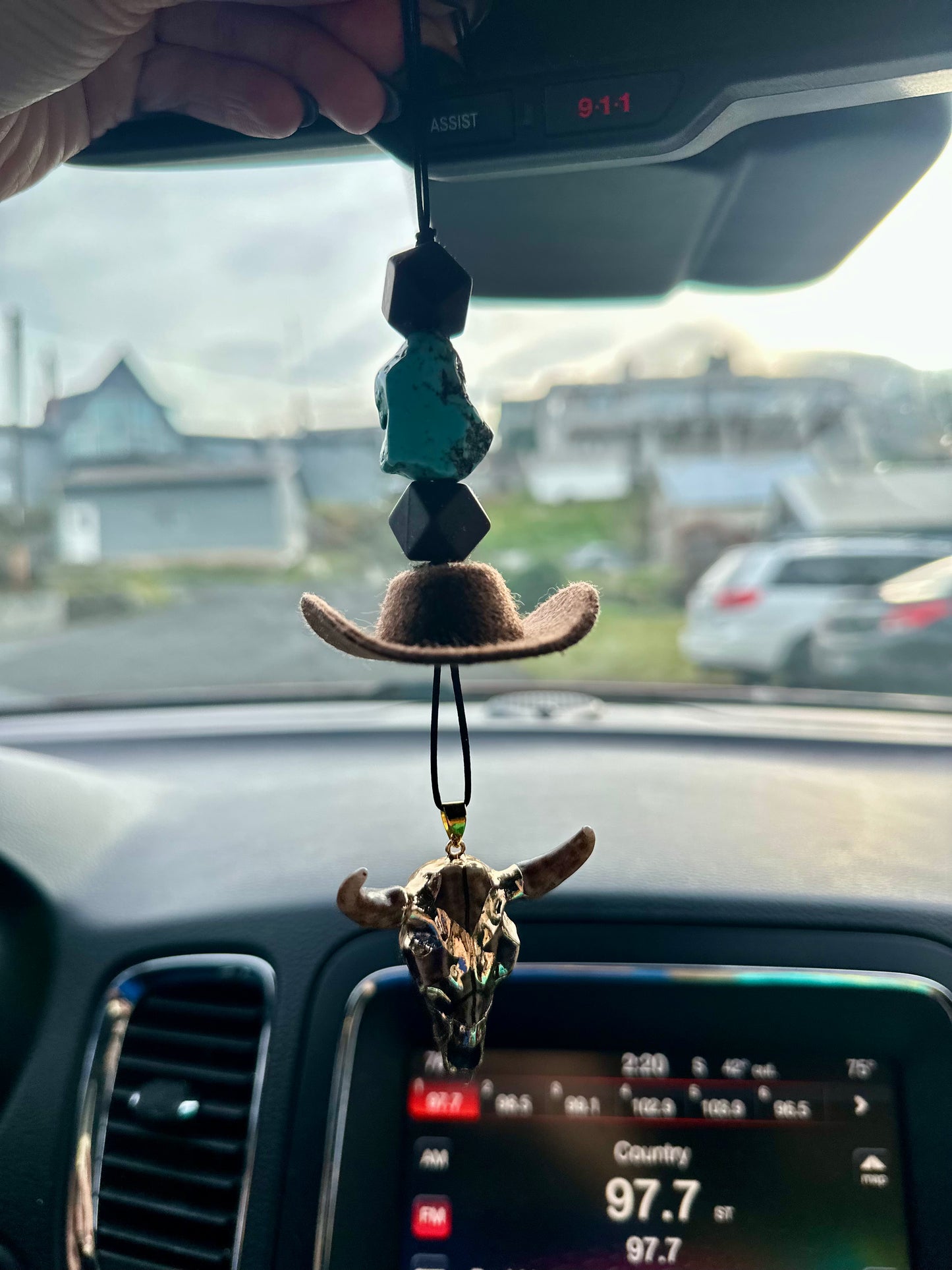 Bull Skull Western Car Charm
