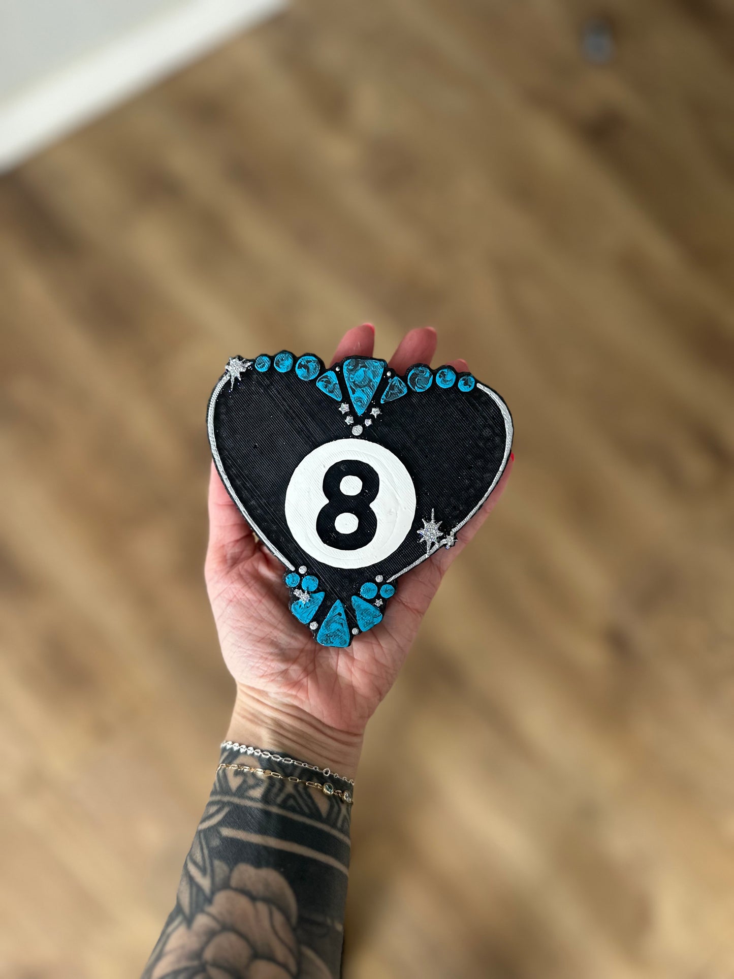 8 Ball Heart Bling Freshie