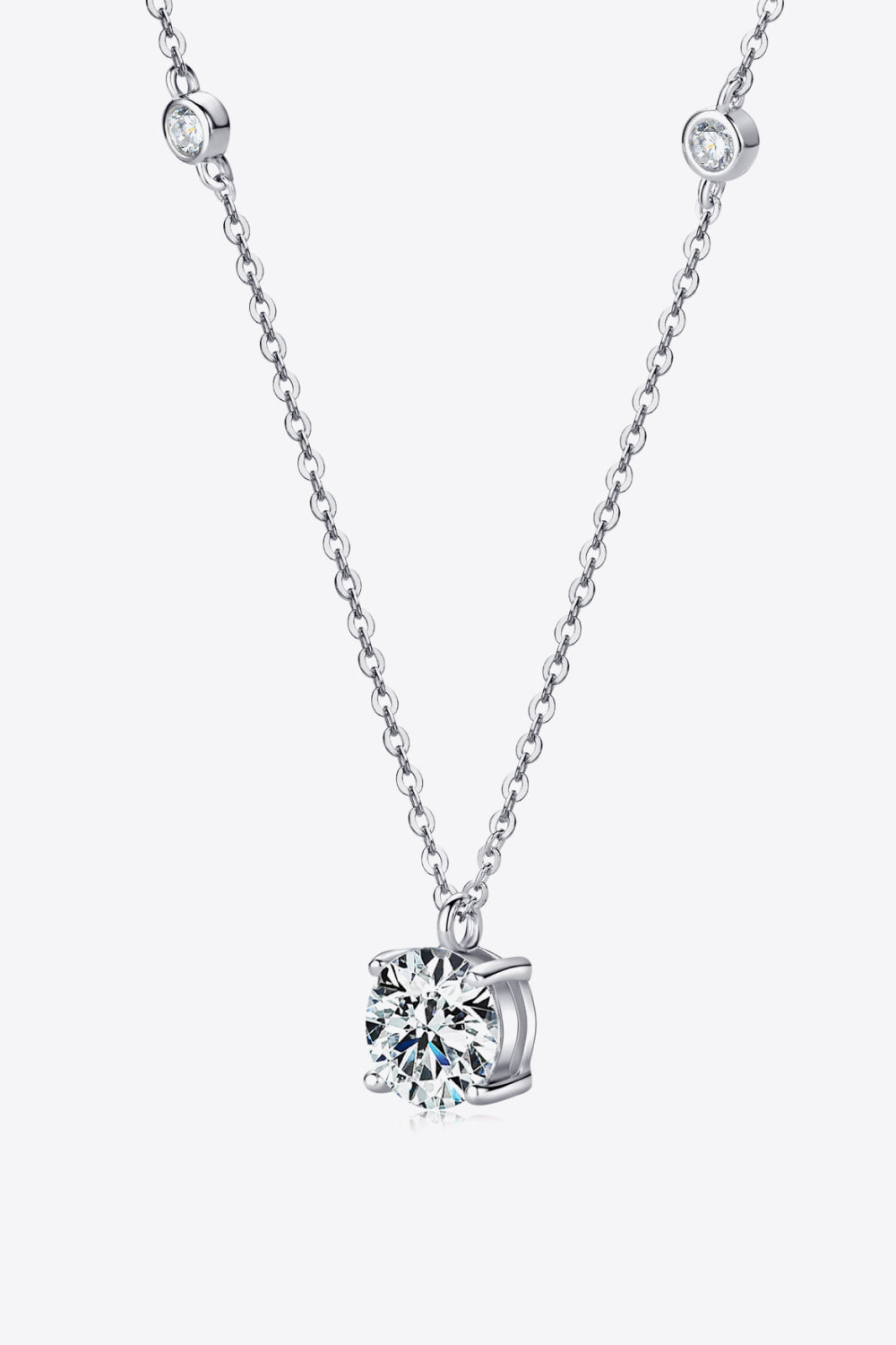 2 Carat Moissanite 4-Prong 925 Sterling Silver Necklace The Stout Steer