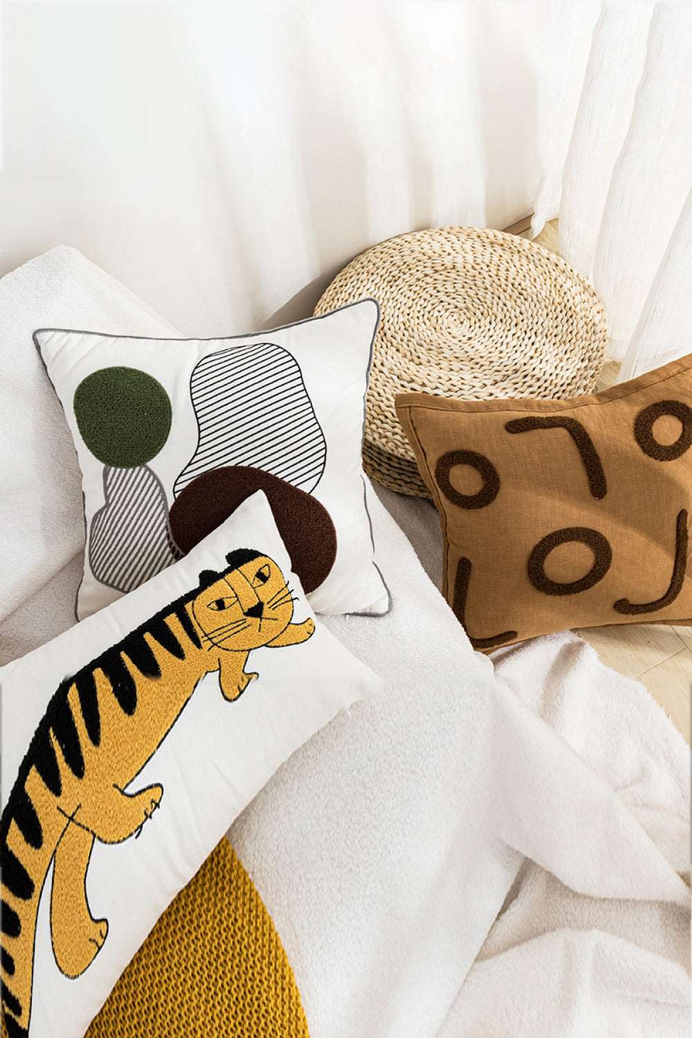 3-Pack Punch-Needle Embroidery Decorative Throw Pillow Cases The Stout Steer