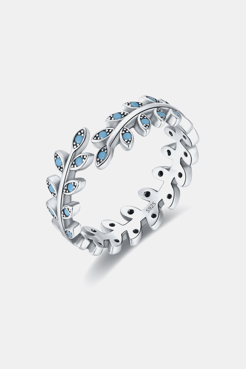 925 Sterling Silver Leaf Shape Artificial Turquoise Bypass Ring The Stout Steer