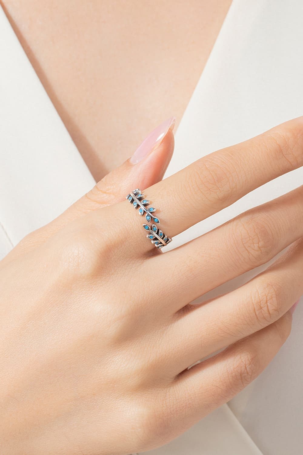 925 Sterling Silver Leaf Shape Artificial Turquoise Bypass Ring The Stout Steer