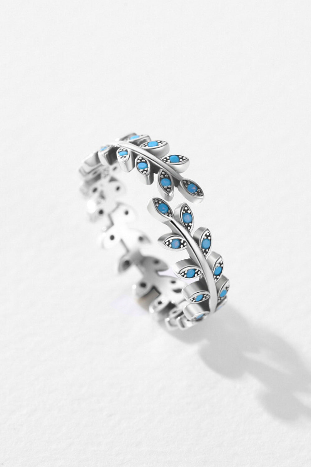 925 Sterling Silver Leaf Shape Artificial Turquoise Bypass Ring The Stout Steer