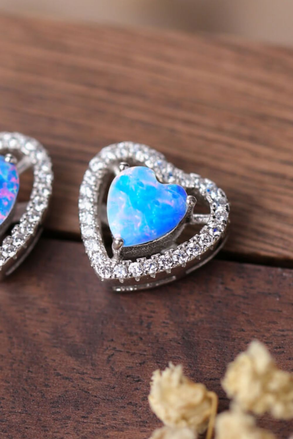 925 Sterling Silver Opal Heart Stud Earrings The Stout Steer