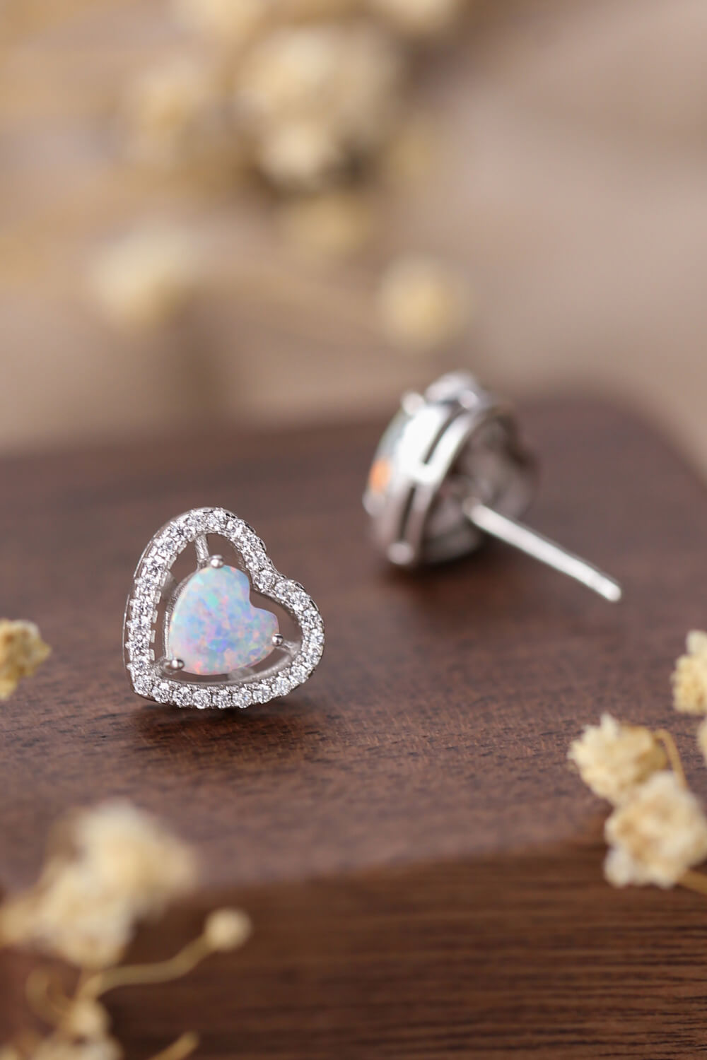 925 Sterling Silver Opal Heart Stud Earrings The Stout Steer