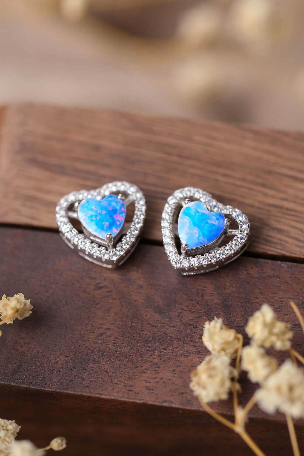 925 Sterling Silver Opal Heart Stud Earrings The Stout Steer