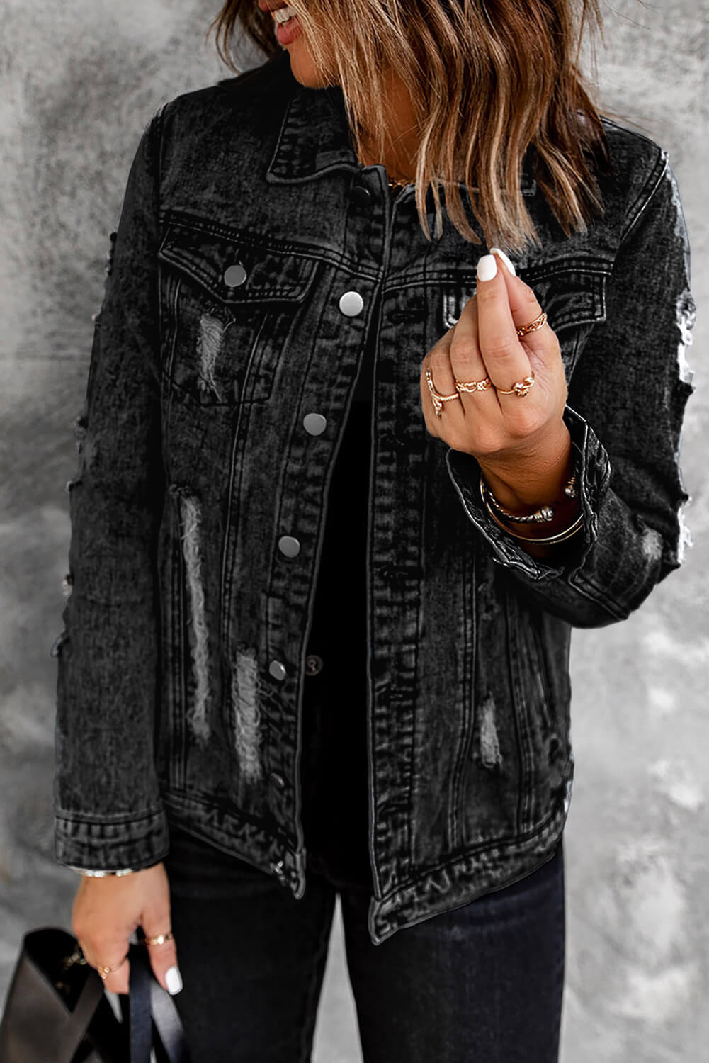 Acid Wash Distressed Denim Jacket The Stout Steer