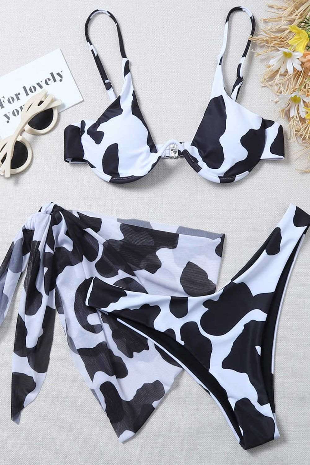 Animal Print Three-Piece Swim Set The Stout Steer