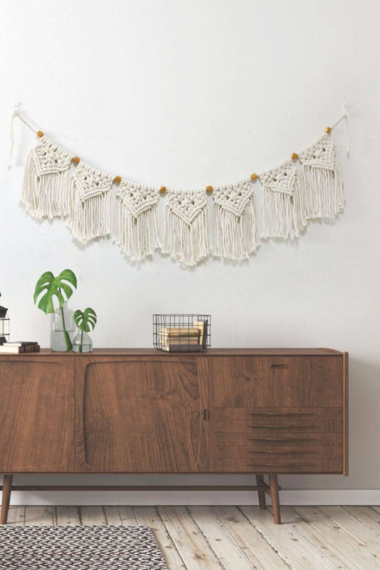 Bead Trim Macrame Fringe Wall Hanging The Stout Steer