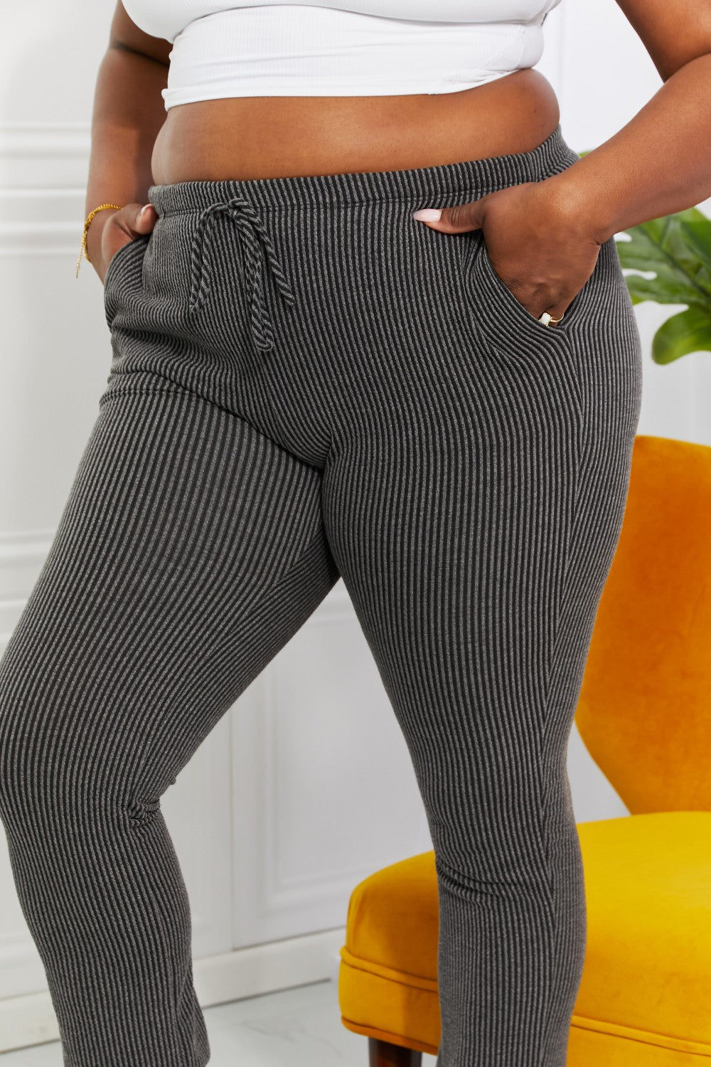 Blumin Apparel Full Size Easy Living Ribbed Joggers The Stout Steer