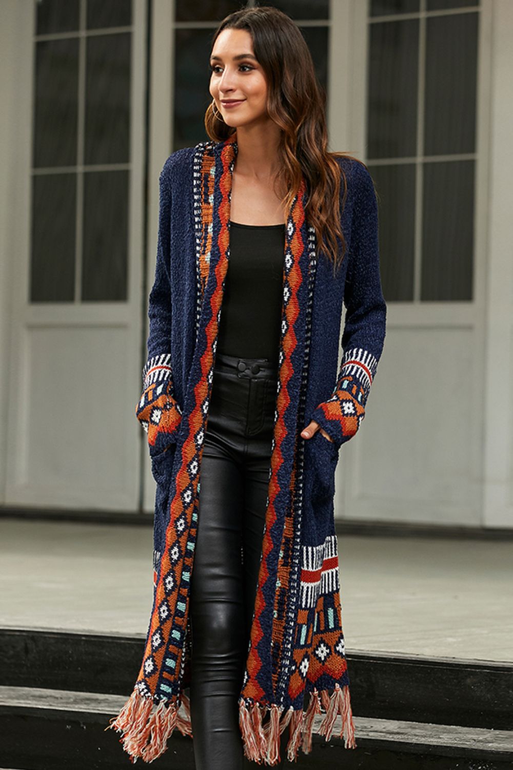 Bohemian Tassel Hem Open Front Duster Cardigan The Stout Steer