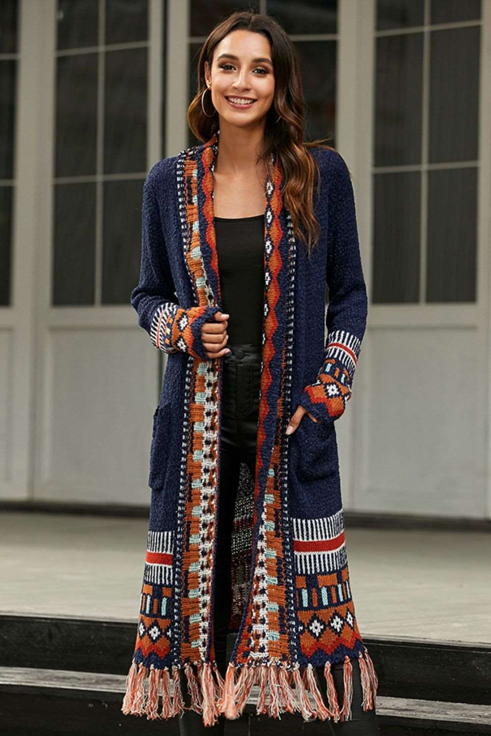 Bohemian Tassel Hem Open Front Duster Cardigan The Stout Steer