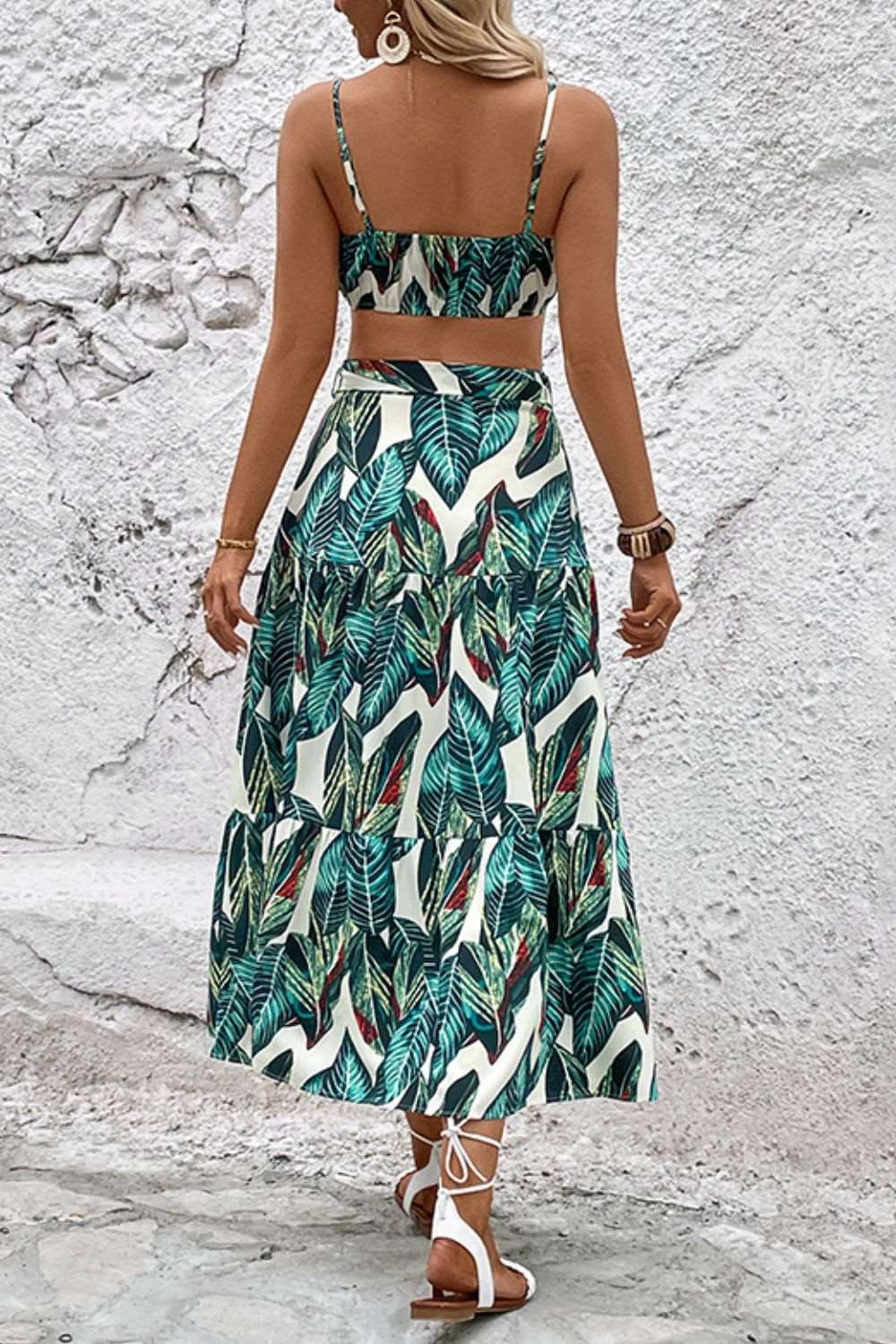 Botanical Print Cami and Tiered Skirt Set The Stout Steer