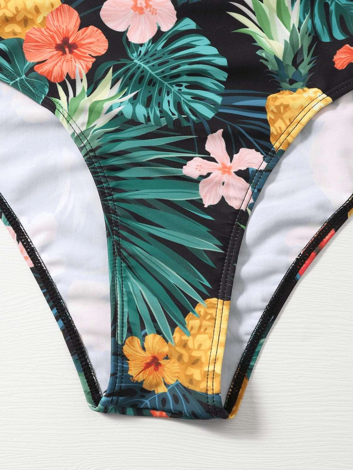 Botanical Print Cold-Shoulder One-Piece Swimsuit The Stout Steer