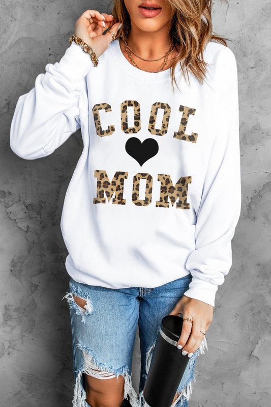 COOL MOM Heart Graphic Round Neck Sweatshirt The Stout Steer