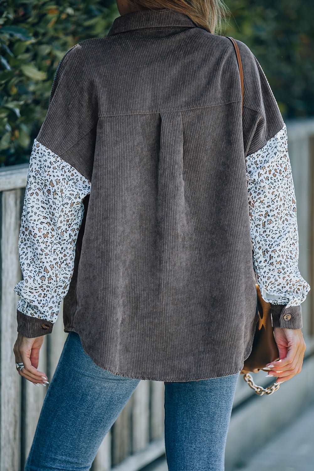 Color Block Corduroy Dropped Shoulder Jacket The Stout Steer