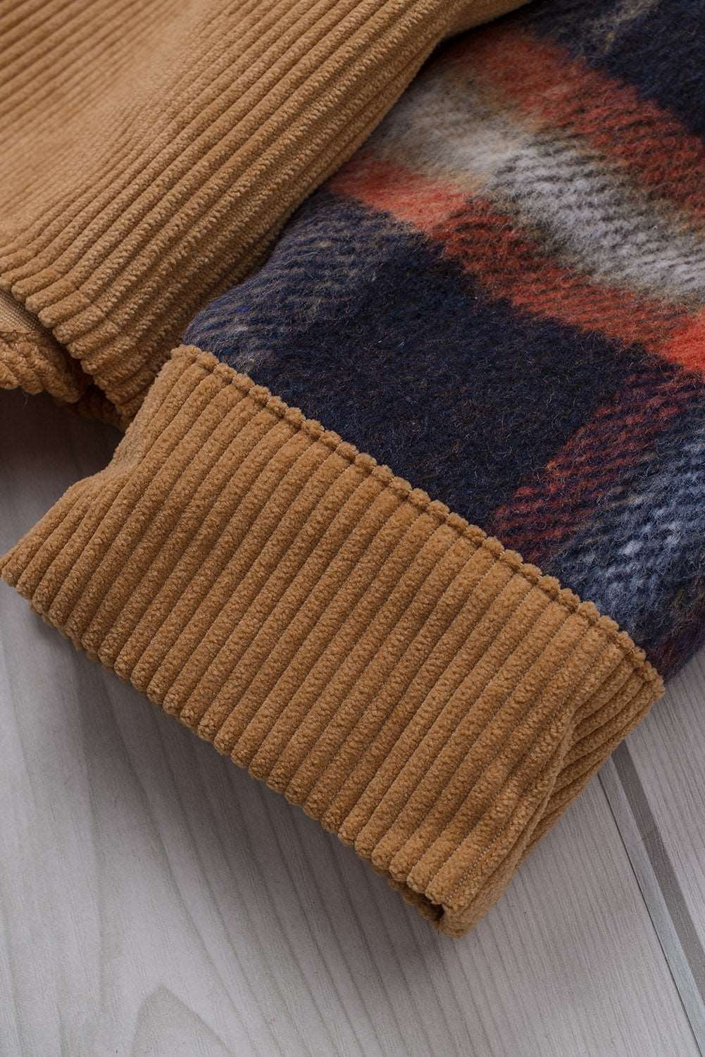 Color Block Corduroy Dropped Shoulder Jacket The Stout Steer