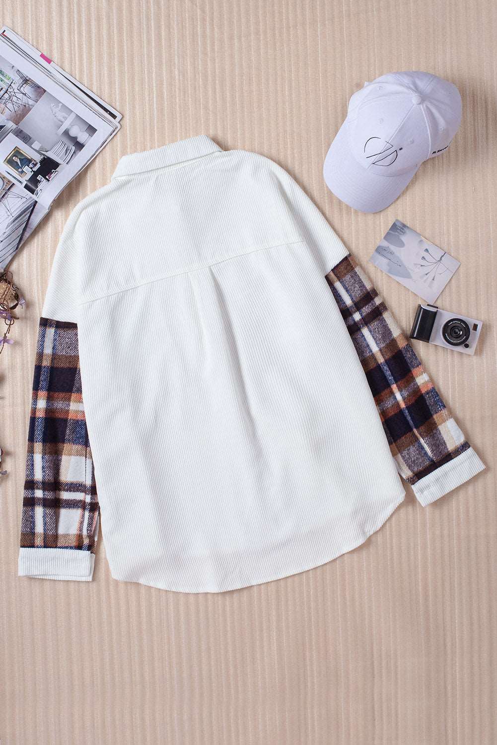 Color Block Corduroy Dropped Shoulder Jacket The Stout Steer