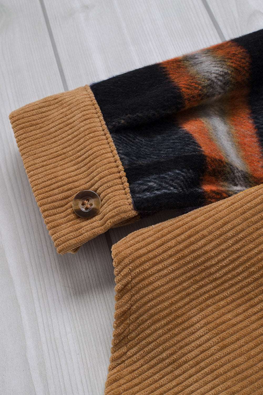 Color Block Corduroy Dropped Shoulder Jacket The Stout Steer