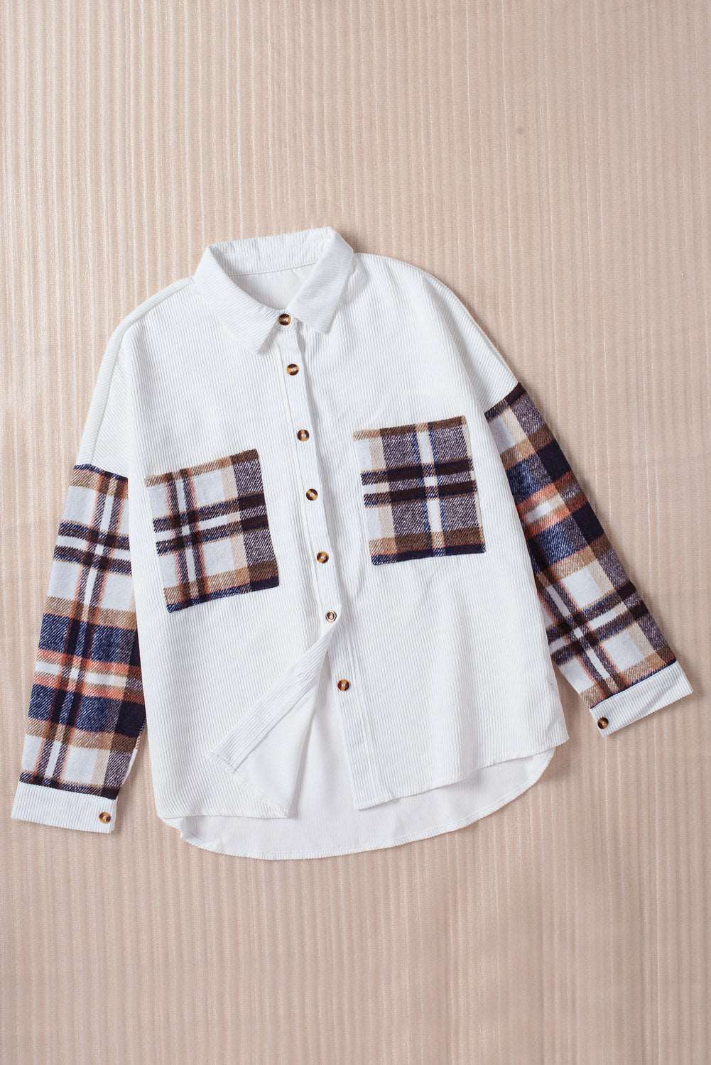 Color Block Corduroy Dropped Shoulder Jacket The Stout Steer