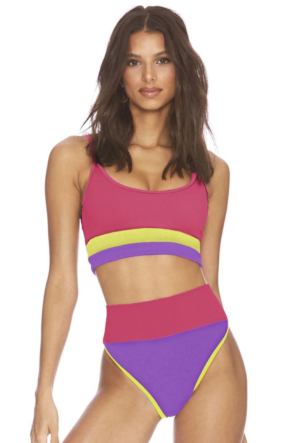Color Block Spaghetti Strap Two-Piece Swim Set The Stout Steer