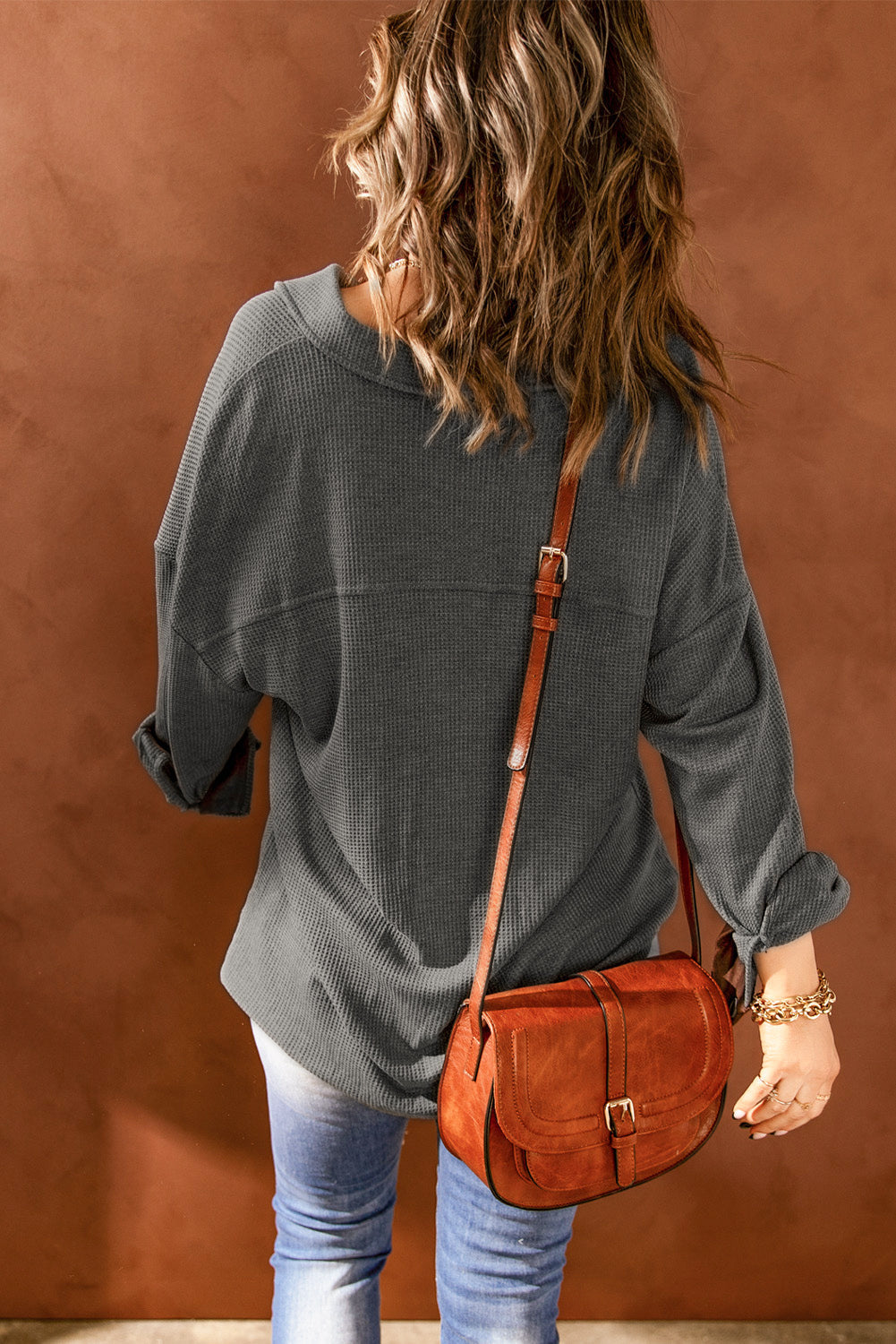 Contrast Waffle-Knit Shirt Jacket The Stout Steer