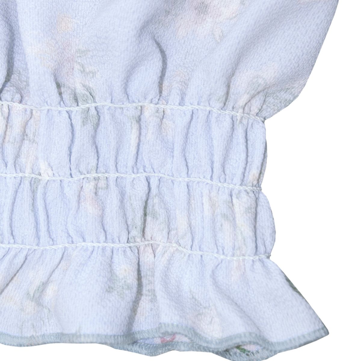 Cropped Off-Shoulder Frill Trim Smocked Blouse The Stout Steer