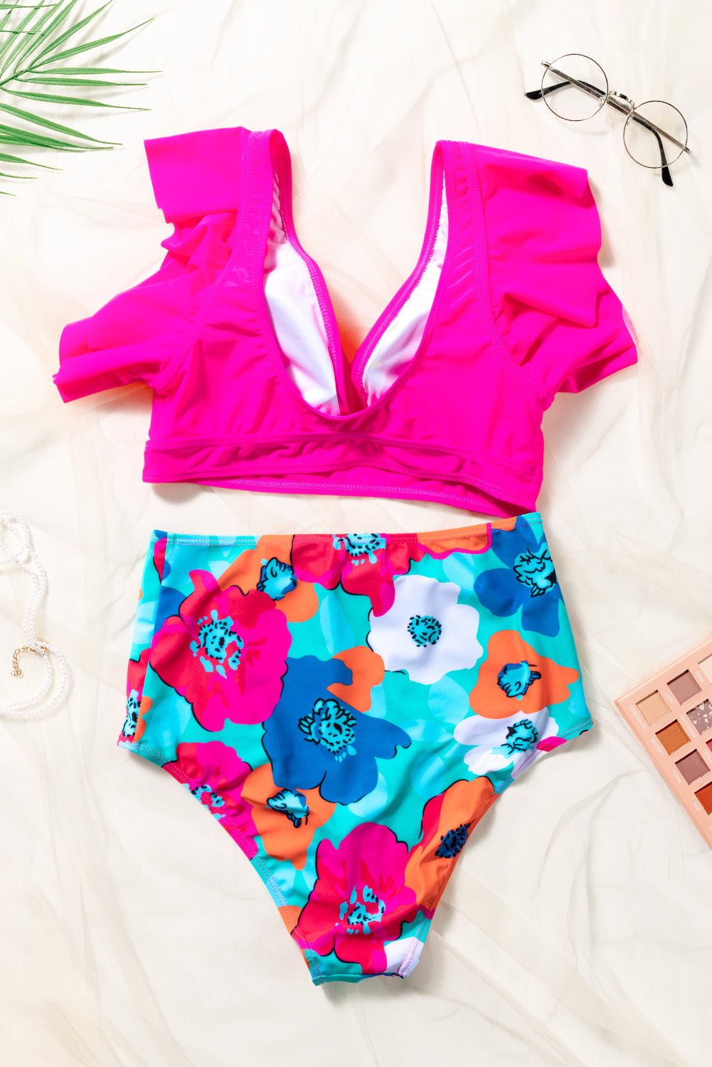 Cropped Swim Top and Floral Bottoms Set The Stout Steer