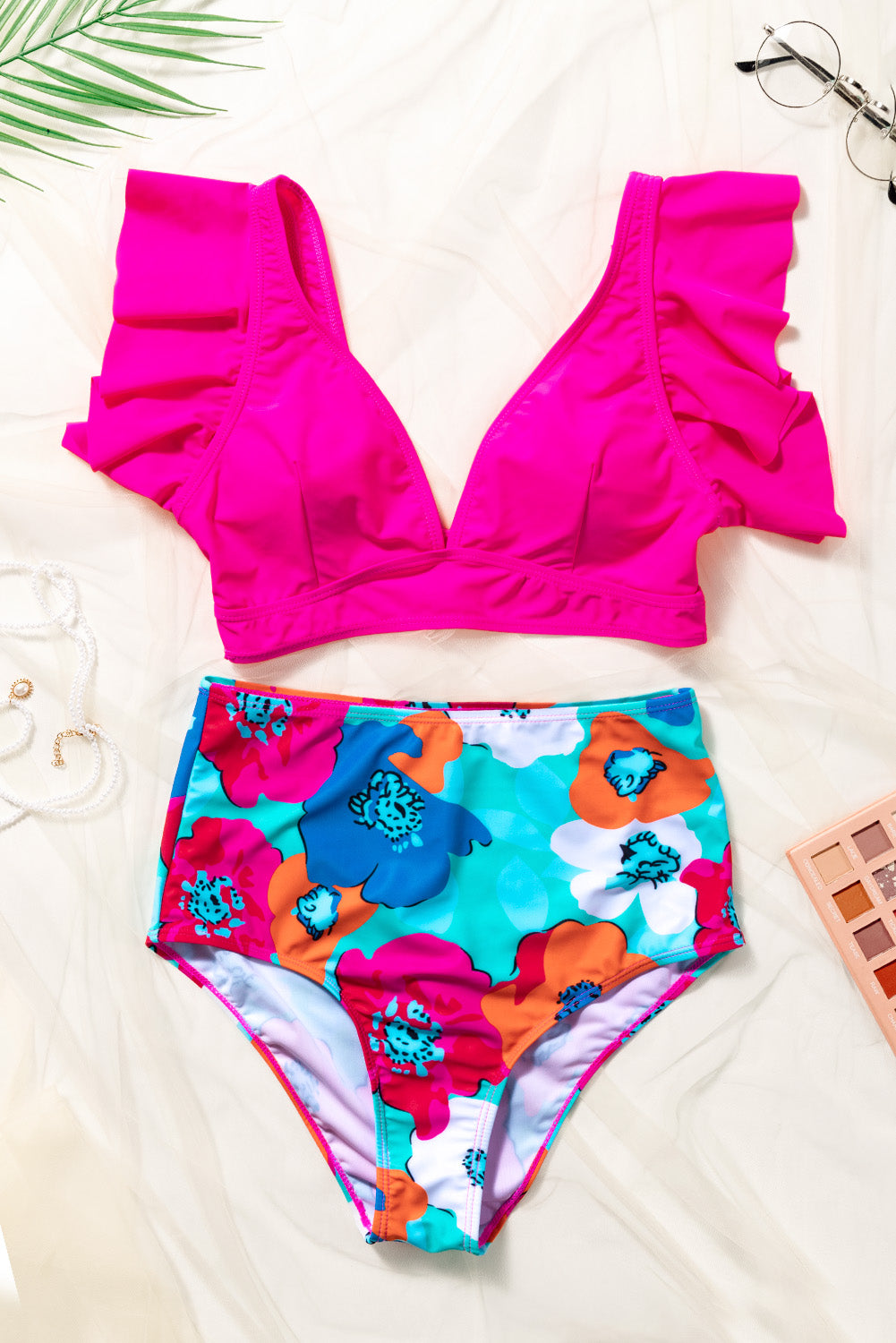 Cropped Swim Top and Floral Bottoms Set The Stout Steer