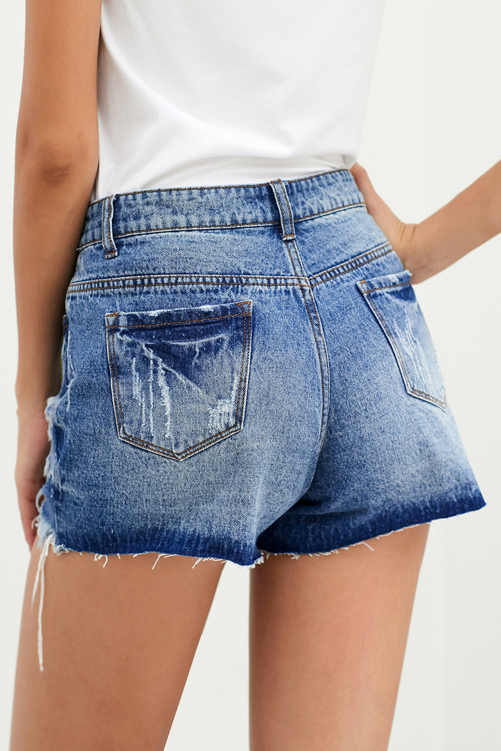 Distressed Button Fly Denim Shorts The Stout Steer