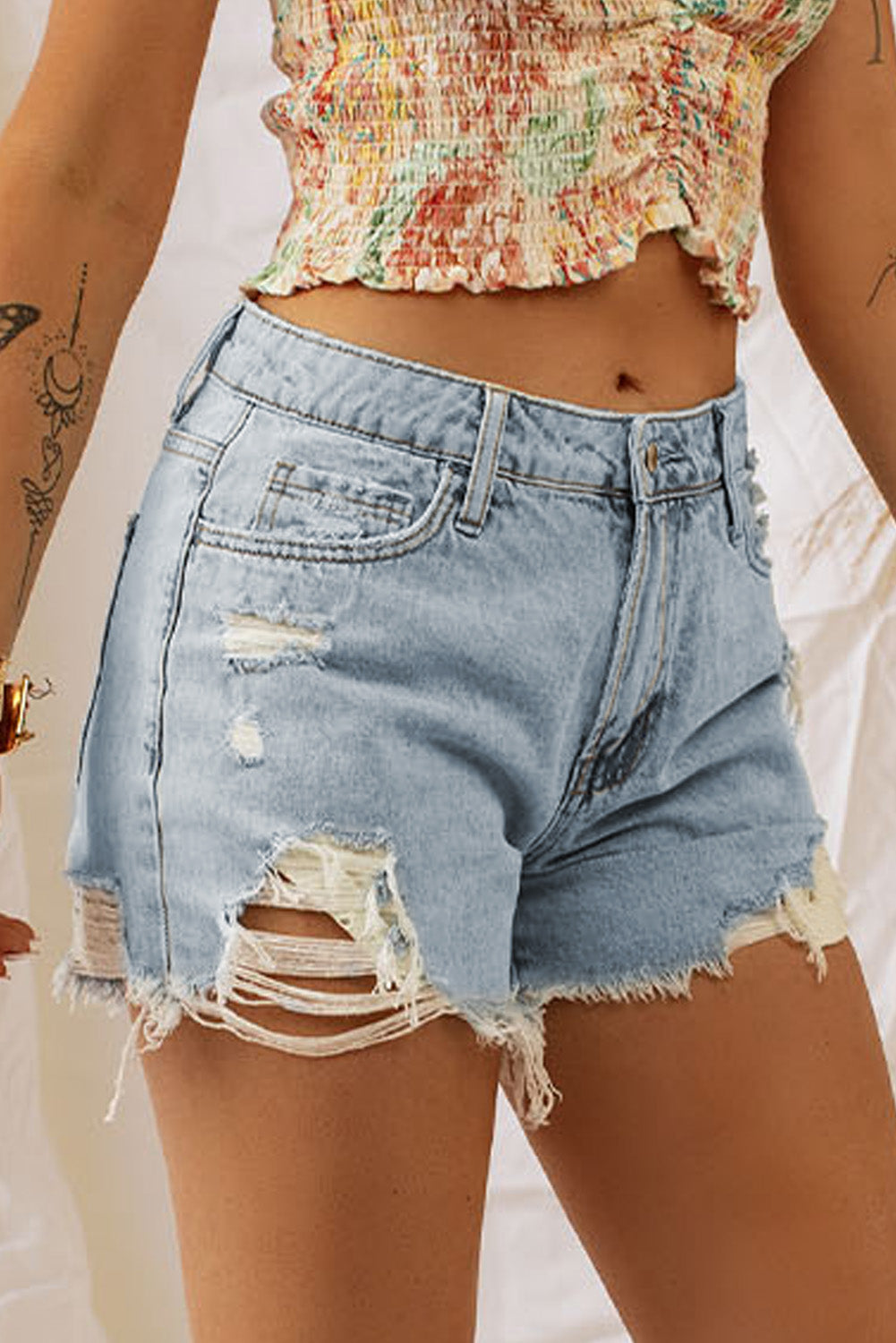 Distressed Denim Shorts The Stout Steer