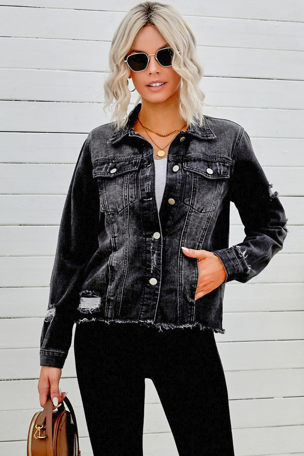 Distressed Raw Hem Denim Jacket The Stout Steer