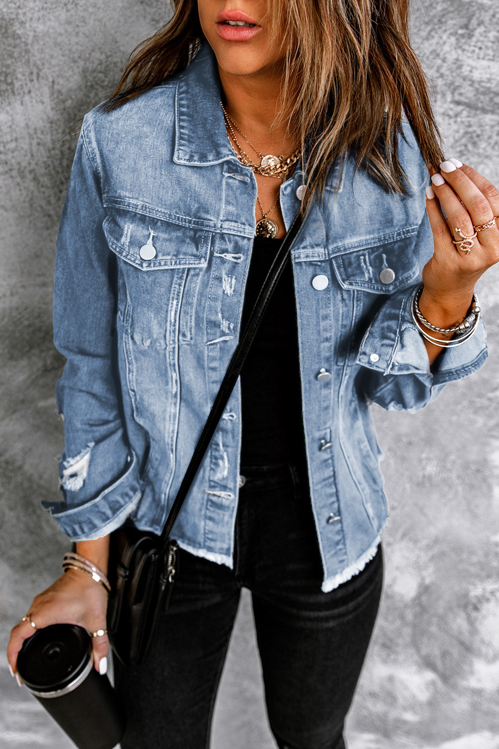 Distressed Raw Hem Denim Jacket The Stout Steer